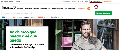 Inicia sesión para Instalar WordPress en GoDaddy