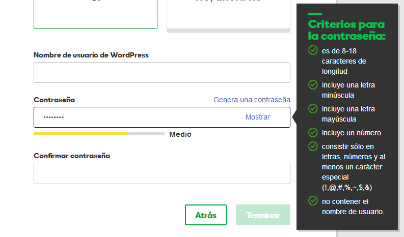 Contraseñas para WordPress