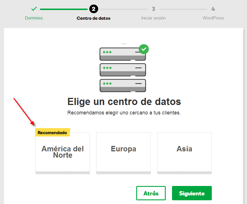 Elige el Centro de Datos