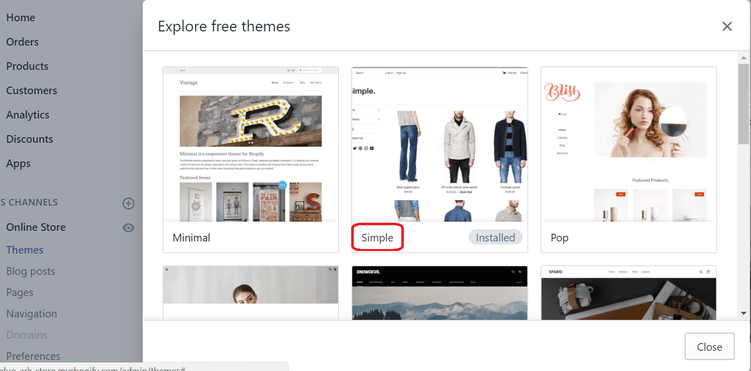 Theme Store de Shopify