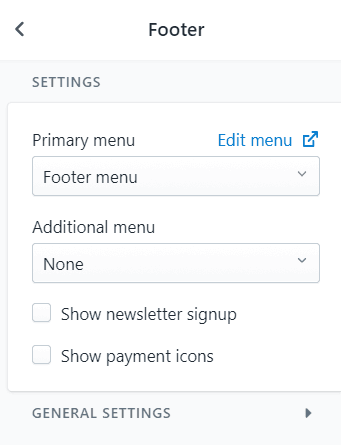 Footer de Shopify