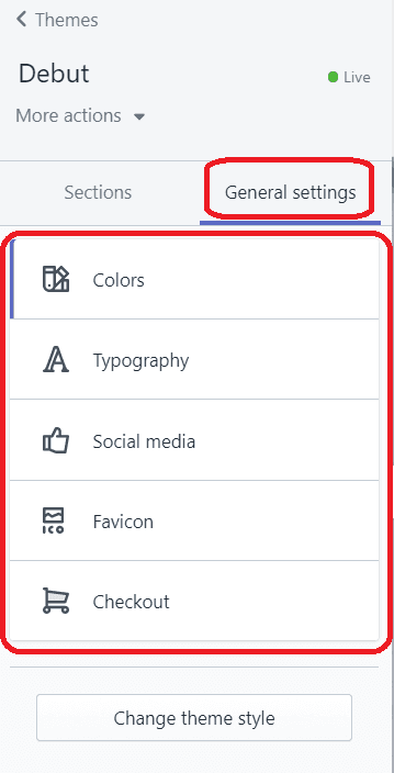 General Settings Shopify Theme