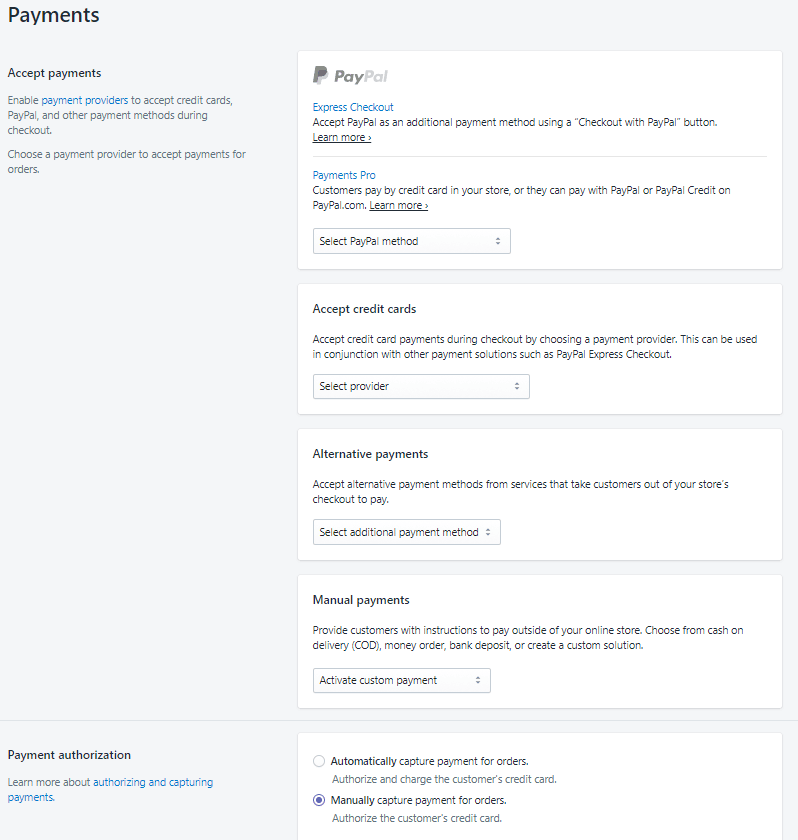 Payments Shopify
