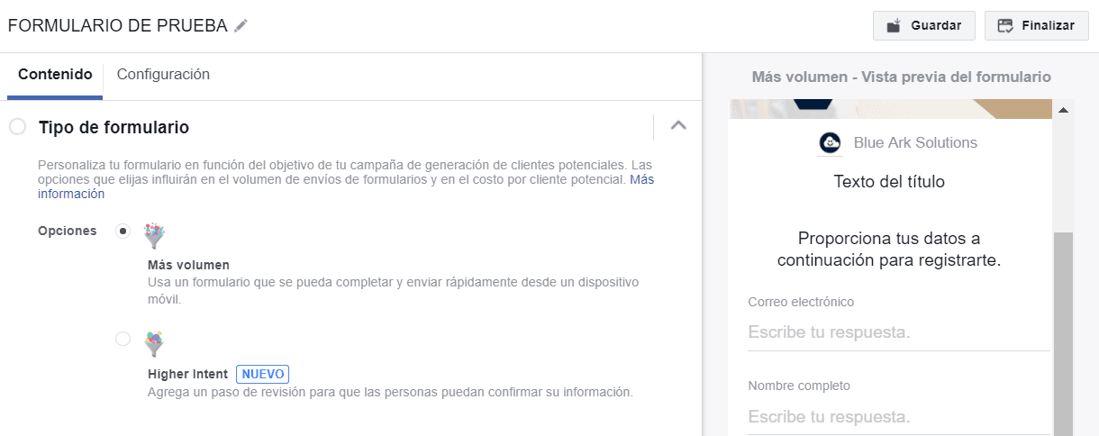 Tipo de Formulario Default