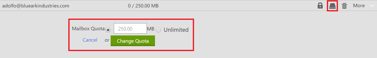 Cambio de Cuota de Espacio del Correo.