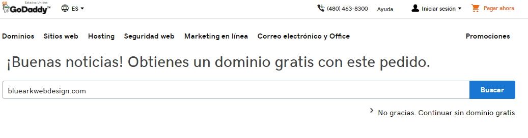 Escribe Tu Dominio y Verifica que esté Disponible Dando Clic en el Botón Azul