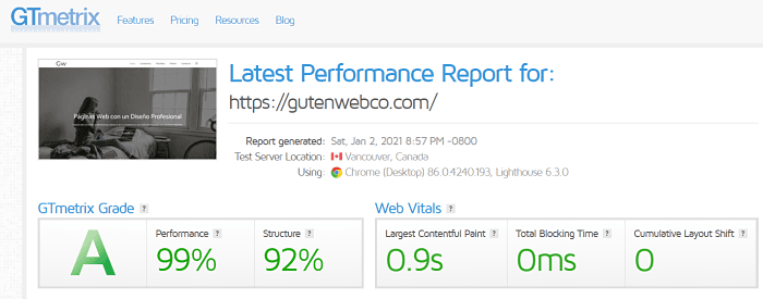 GeneratePress es Excelente en Velocidad de Carga