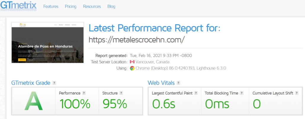 Metales Croce en GTMETRIX