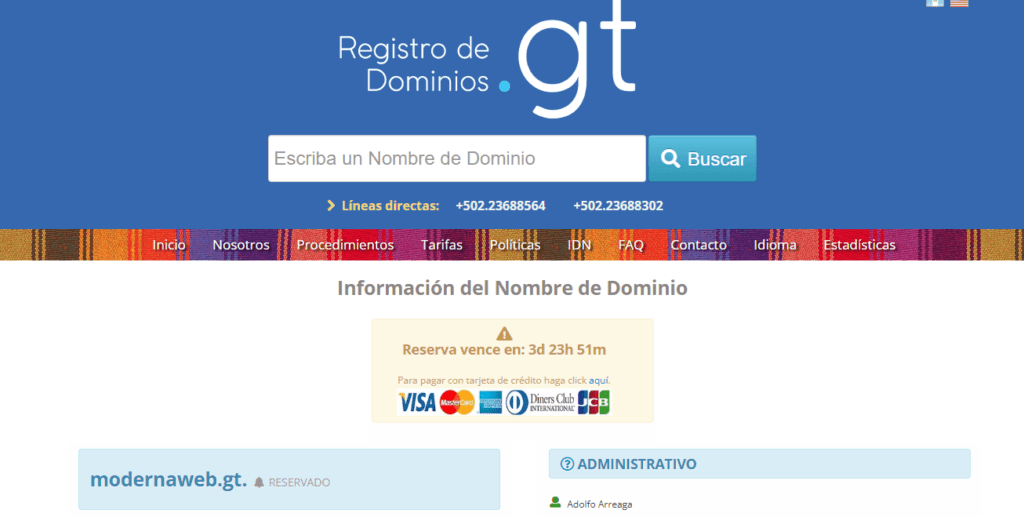 Pago de dominio .gt para Crear una Página Web en Guatemala