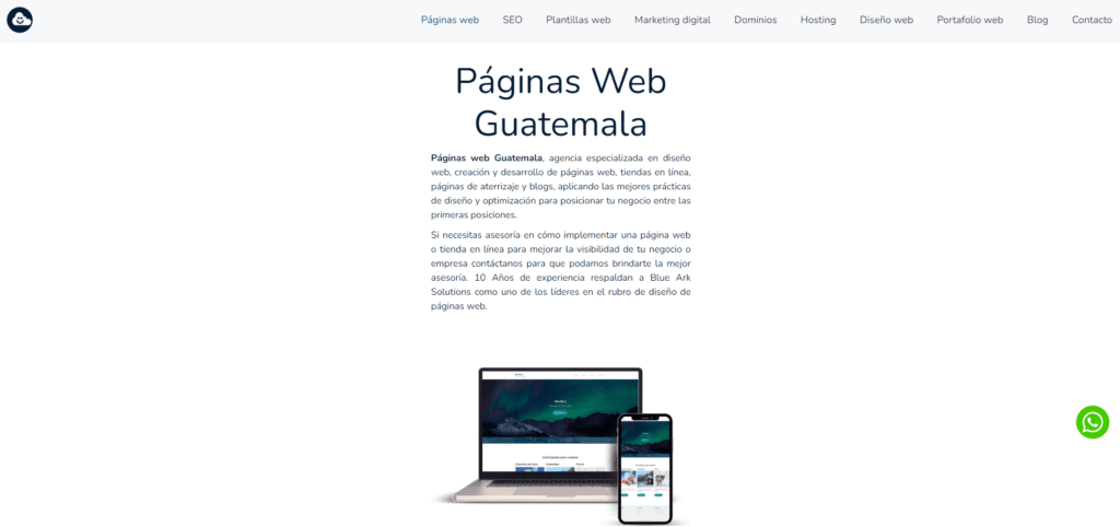 Diseño de Sitio Web Blue Ark Solutions en Guatemala