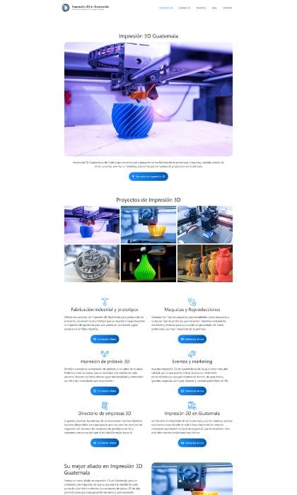 Página Web Diseñada por Blue Ark Solutions 3D Print Guatemala