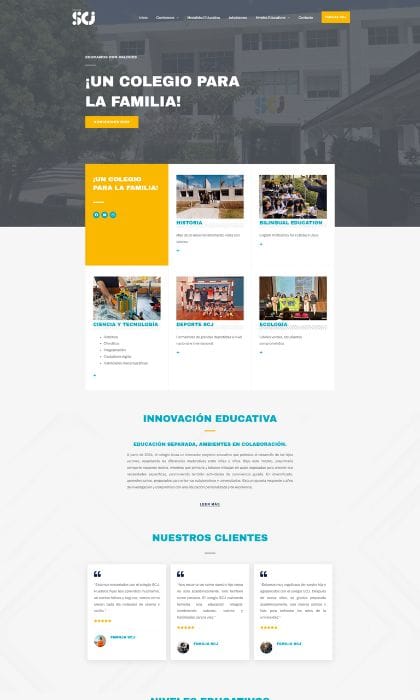 Página Web Creada por Blue Ark Solutions del Colegio Sagrado Corazón de Jesús Zona 16 de Guatemala